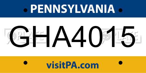 GHA4015 Pennsylvania License Plate