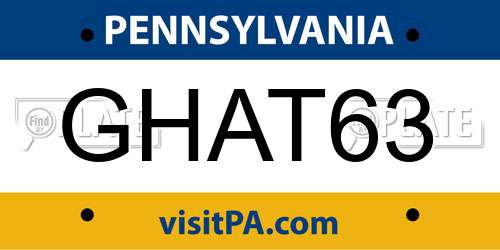 GHAT63 Pennsylvania License Plate