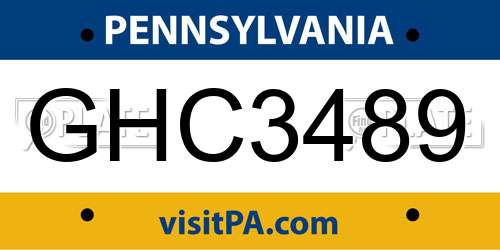GHC3489 Pennsylvania License Plate