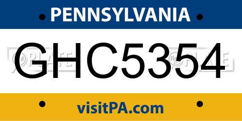 GHC5354 Pennsylvania License Plate