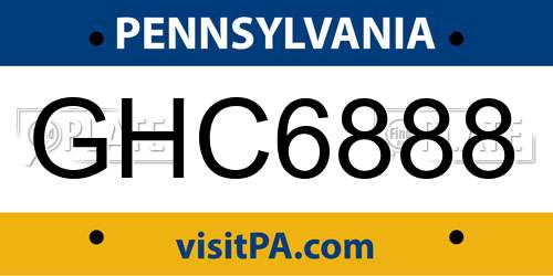 GHC6888 Pennsylvania License Plate