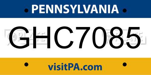 GHC7085 Pennsylvania License Plate