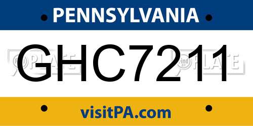 GHC7211 Pennsylvania License Plate