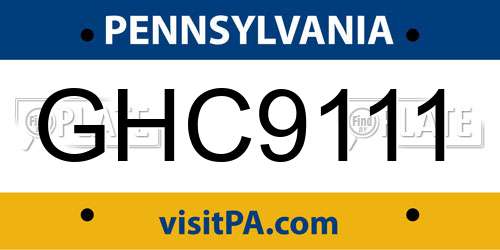 GHC9111 Pennsylvania License Plate