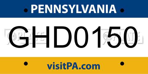 GHD0150 Pennsylvania License Plate