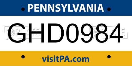 GHD0984 Pennsylvania License Plate