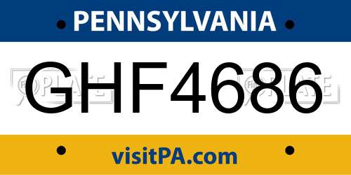 GHF4686 Pennsylvania License Plate