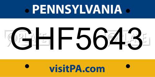GHF5643 Pennsylvania License Plate