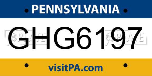 GHG6197 Pennsylvania License Plate