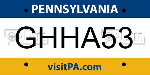 GHHA53 Pennsylvania License Plate