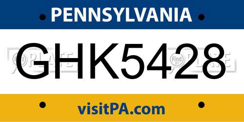 GHK5428 Pennsylvania License Plate