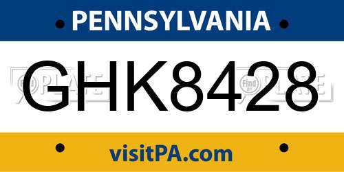 GHK8428 Pennsylvania License Plate