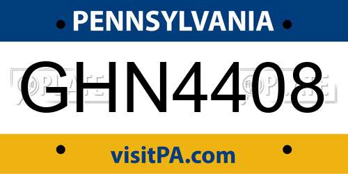 GHN4408 Pennsylvania License Plate