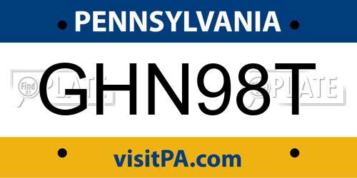 GHN98T Pennsylvania License Plate