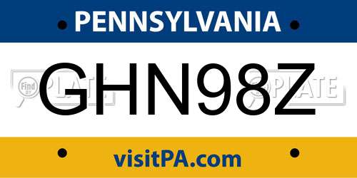 GHN98Z Pennsylvania License Plate