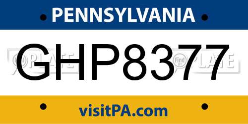 GHP8377 Pennsylvania License Plate