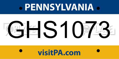GHS1073 Pennsylvania License Plate