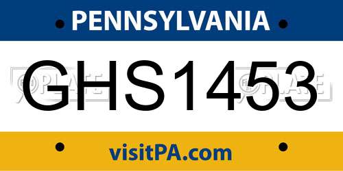 GHS1453 Pennsylvania License Plate