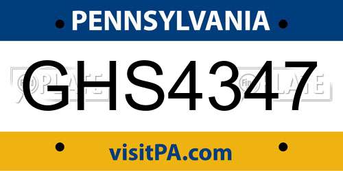 GHS4347 Pennsylvania License Plate