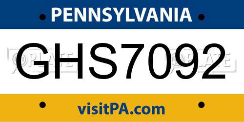 GHS7092 Pennsylvania License Plate
