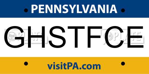 GHSTFCE Pennsylvania License Plate