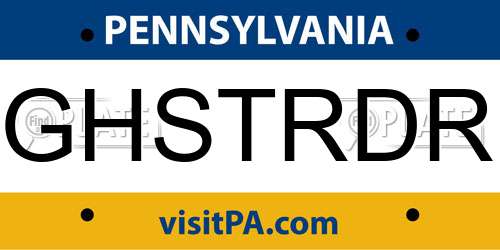 GHSTRDR Pennsylvania License Plate