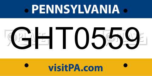 GHT0559 Pennsylvania License Plate