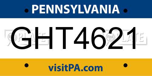 GHT4621 Pennsylvania License Plate