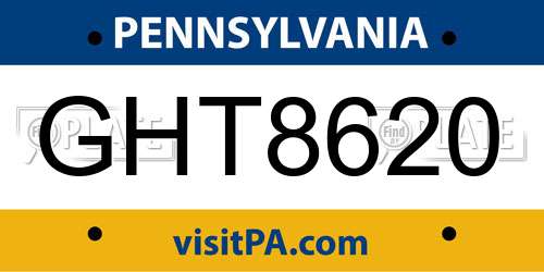 GHT8620 Pennsylvania License Plate