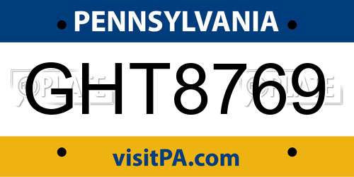 GHT8769 Pennsylvania License Plate