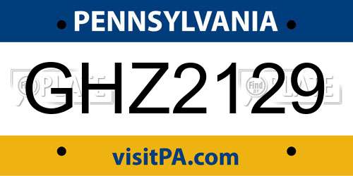 GHZ2129 Pennsylvania License Plate