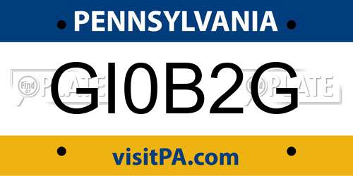 GI0B2G Pennsylvania License Plate