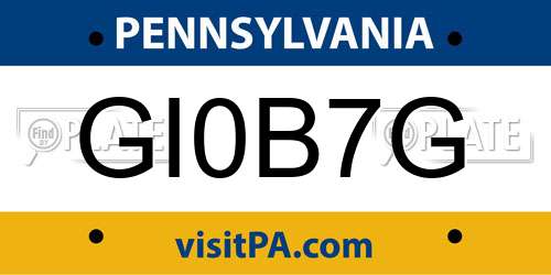 GI0B7G Pennsylvania License Plate