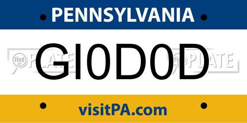 GI0D0D Pennsylvania License Plate