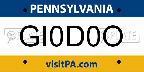 GI0D0O Pennsylvania License Plate