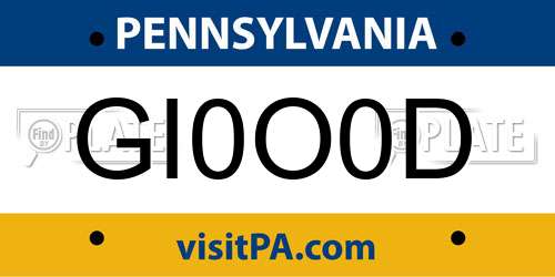 GI0O0D Pennsylvania License Plate