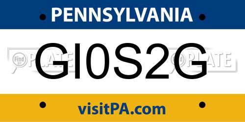 GI0S2G Pennsylvania License Plate