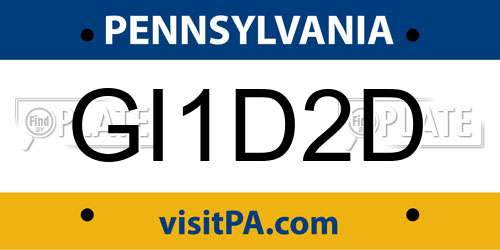GI1D2D Pennsylvania License Plate