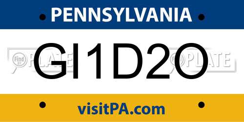GI1D2O Pennsylvania License Plate