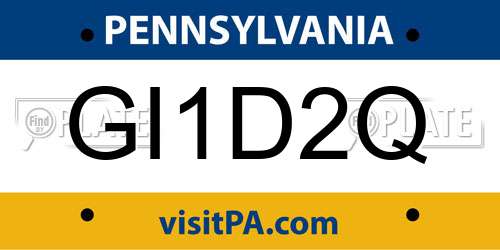 GI1D2Q Pennsylvania License Plate