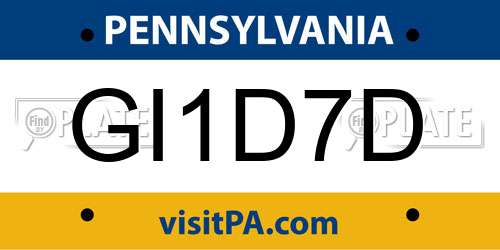 GI1D7D Pennsylvania License Plate