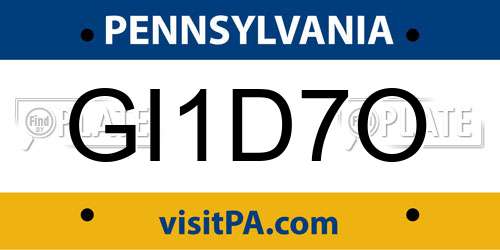 GI1D7O Pennsylvania License Plate