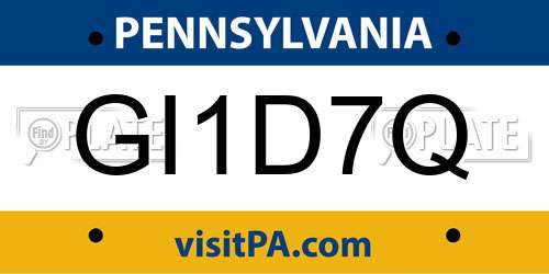 GI1D7Q Pennsylvania License Plate