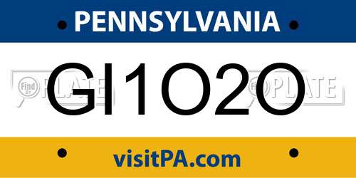 GI1O2O Pennsylvania License Plate