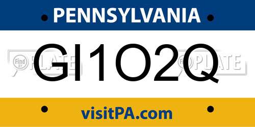 GI1O2Q Pennsylvania License Plate