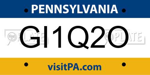 GI1Q2O Pennsylvania License Plate