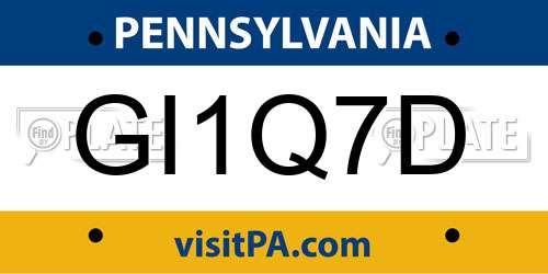 GI1Q7D Pennsylvania License Plate