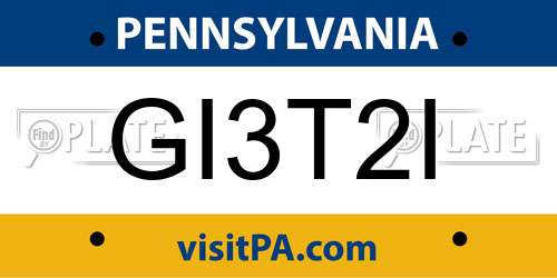 GI3T2I Pennsylvania License Plate