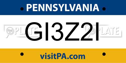 GI3Z2I Pennsylvania License Plate
