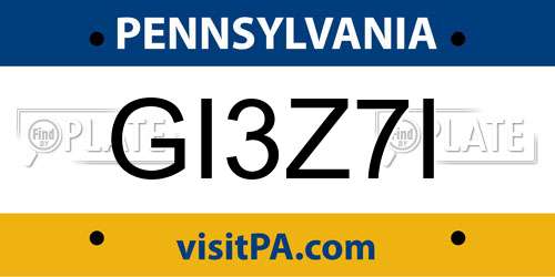 GI3Z7I Pennsylvania License Plate